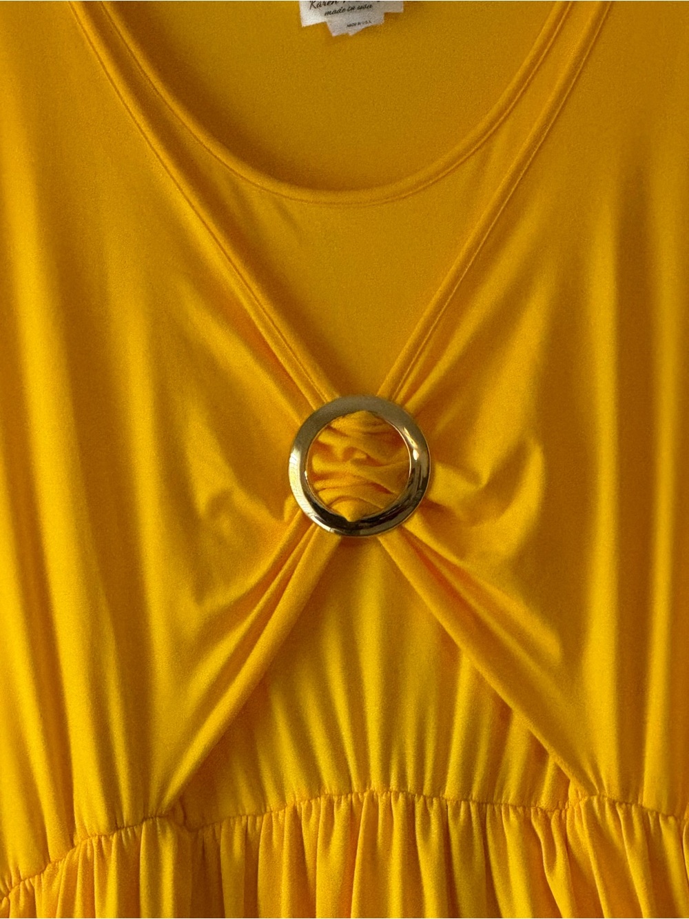 Yellow Tiered Dress with Decorative Buckle - Picture 2 of 5